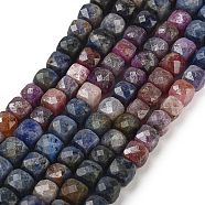 Natural Red Corundum/Ruby and Sapphire Beads Strands, Faceted, Cube, 4.5~5x4.5~5x4.5~5mm, Hole: 0.7mm, about 82~85pcs/strand, 15.16~15.55''(38.5~39.5cm)(G-H042-A51-03)