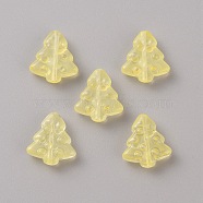 Handmade Lampwork Beads, Christmas Trees, Yellow, 16x15x5mm, Hole: 1mm(LAMP-TAC0001-06F)