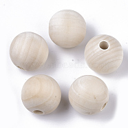 Unfinished Natural Wood Beads, Round, Floral White, 29~30x26~26.5mm, Hole: 9~10mm(X-WOOD-Q041-04A)