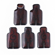 Hand Painting Natural Agate Pendants, Dyed, 39~40x23~24x4~5mm, Hole: 1.6mm(G-S359-066)