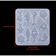 DIY Food Grade Silhouette Silicone Pendant Molds, Decoration Making, Resin Casting Molds, For UV Resin, Epoxy Resin Jewelry Making, White, Fish, 120x129x4.8mm(PW-WG71054-04)