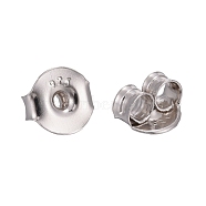925 Sterling Silver Ear Nuts, Carved 925, Platinum, 6x6.5x3.5mm, Hole: 1mm(STER-K167-041P)
