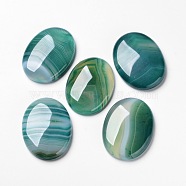 Natural Green Agate Cabochons, Flat Back, Oval, Dyed, Green, 40x30x7.5mm(X-G-F296-08-30x40mm)