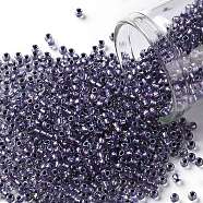 TOHO Round Seed Beads, Japanese Seed Beads, (265) Inside Color AB Crystal/Metallic Purple Lined, 11/0, 2.2mm, Hole: 0.8mm, about 1110pcs/bottle, 10g/bottle(SEED-JPTR11-0265)