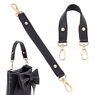 Imitation Leather Bag Handle, with Alloy Swivel Clasp & Iron Finding, Black, 27.5x2.3cm(DIY-WH0273-68G)