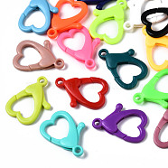 Opaque Acrylic Lobster CLaw Clasps, Heart, Mixed Color, 29.5x22x5mm, Hole: 3mm(X-SACR-T358-03A)
