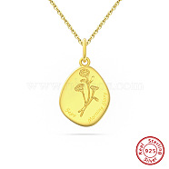 Birth Flower Style 925 Sterling Silver Pendant Necklaces, Real 14K Gold Plated, 17.91 inch(45.5cm)(STER-M116-05L-G)