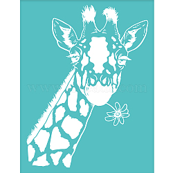 Self-Adhesive Silk Screen Printing Stencil, for Painting on Wood, DIY Decoration T-Shirt Fabric, Turquoise, Giraffe Pattern, 220x280mm(DIY-WH0338-039)