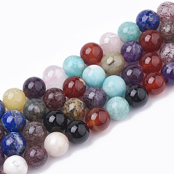 Natural Mixed Stone Beads Strands, Round, 9~11mm, Hole: 1mm, about 40pcs/strand, 15.9 inch(G-T064-52C)