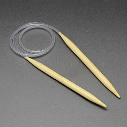 Rubber Wire Bamboo Circular Knitting Needles, More Size Available, Light Yellow, 780~800x3.5mm(TOOL-R056-3.5mm-01)