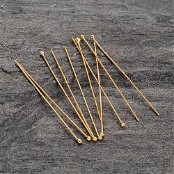 Real 18K Gold Plated 925 Sterling Silver Ball Head Pins, 31.7x0.5mm(STER-H483-0.5x30mm-G)