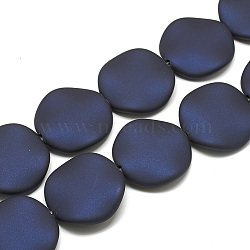 Rubberized Style Acrylic Beads, Wavy Spacers, Flat Round, Midnight Blue, 30x6.5mm, Hole: 2mm(MACR-Q228-06C)