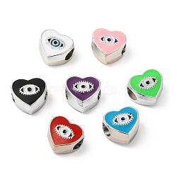 CCB Plastic European Beads, Large Hole Beads, Heart with Evil Eyes, Mixed Color, 11x11.5x8mm, Hole: 5mm(CCB-B001-01)