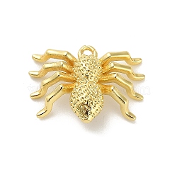 Halloween Brass Pendants, Rack Plating, Long-Lasting Plated, Lead Free & Cadmium Free, Real 18K Gold Plated, Spider, 16.5x23.5x8mm, Hole: 1.6mm(KK-F915-03A-G)