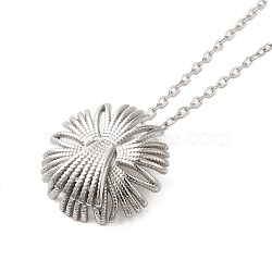 304 Stainless Steel Cable Chain Flower Pendant Necklaces for Women, Stainless Steel Color, 15.55~15.83 inch(39.5~40.2cm)(NJEW-Z049-03P)