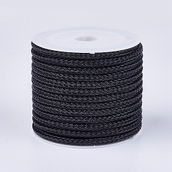 Braided Steel Wire Rope Cord, Black, 3mm, about 5.46 yards(5m)/roll(TWIR-G001-07)
