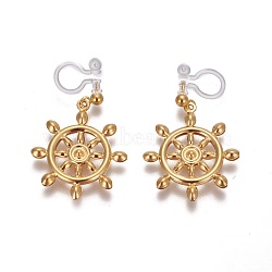 316 Surgical Stainless Steel Clip-on Earrings, with Eco-Friendly Resin, Helm, Golden, 33mm(EJEW-F196-03G)