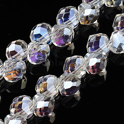 Electroplate Transparent Glass Beads Strands, AB Color Plated, Faceted, Teardrop, Clear AB, 8x8mm, Hole: 1.6mm, about 97~110pcs/strand, 22.44 inch~23.23 inch(57~59cm)(EGLA-N006-032-A01)