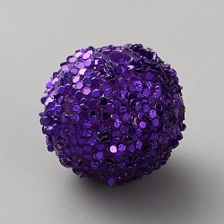 Opaque Acrylic Glitter Beads, Round, Indigo, 20~20.5x18.5~19.5mm, Hole: 2.5mm(FIND-CJC0010-111A-24)