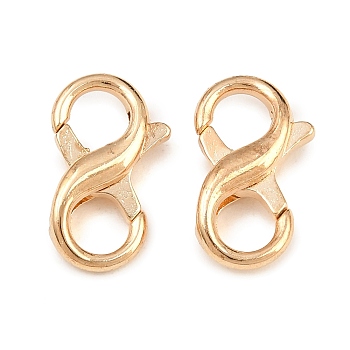 Alloy Lobster Claw Clasps, Number 8, Golden, 18x10.5x4.5mm, Hole: 5mm