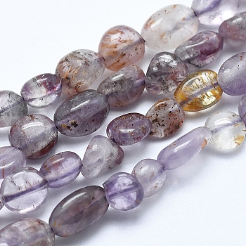 Natural Purple Lodolite Quartz Beads Strands, Nuggets, 5~7mm, Hole: 0.8mm, about 55~60pcs/strand, 15.7 inch(40cm)