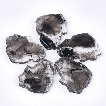 Resin Pendants, Imitation Gemstone, Nuggets, Clear & Black, 39~40x31~32x5mm, Hole: 3mm