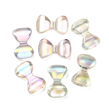 UV Plating Rainbow Iridescent Transparent Acrylic Beads, Bowknot, Mixed Color, 23.5x39x8mm, Hole: 3.2mm