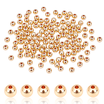 Elite Brass Beads, Long-Lasting Plated, Rondelle, Real 14K Gold Plated, 5x4.5mm, Hole: 1.5mm, 150pcs/box