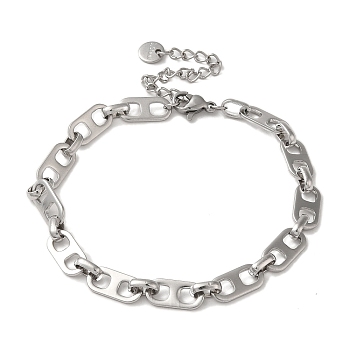 Brass Mariner Link Chains Bracelets for Women, Platinum, 9-3/4 inch(24.6cm)