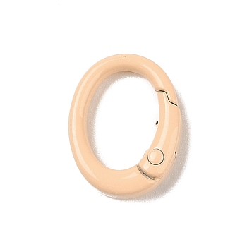 Spray Painted Alloy Spring Gate Rings, Oval, PeachPuff, 19.5x15x4.5mm