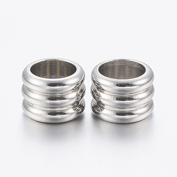 304 Stainless Steel Beads, Column, Stainless Steel Color, 6x5mm, Hole: 4mm
