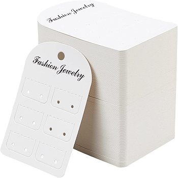 Paper Display Cards, Used For Earrings, Rectangle, White, 9x5.75x0.03cm, Hole: 6mm