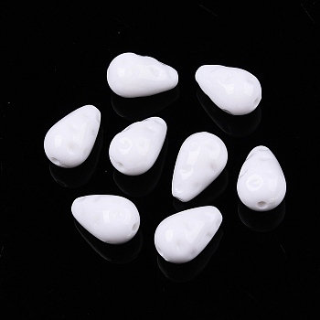 Opaque Acrylic Beads, Teardrop, White, 14.5x9.5mm, Hole: 1.6~1.8mm, about 685pcs/500g