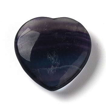 Natural Fluorite Heart Love Stone, Pocket Palm Stone for Reiki Balancing, 30.5x30x10mm