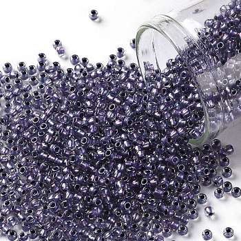 TOHO Round Seed Beads, Japanese Seed Beads, (265) Inside Color AB Crystal/Metallic Purple Lined, 11/0, 2.2mm, Hole: 0.8mm, about 1110pcs/bottle, 10g/bottle