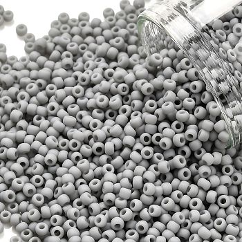 TOHO Round Seed Beads, Japanese Seed Beads, (53F) Opaque Frost Gray, 11/0, 2.2mm, Hole: 0.8mm, about 1110pcs/bottle, 10g/bottle
