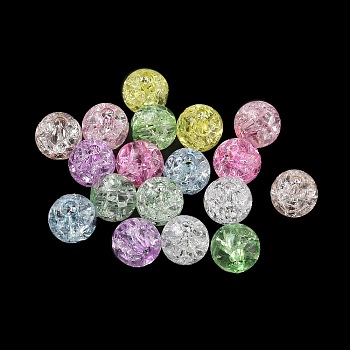 Transparent Crackle Acrylic Beads, Round, Mixed Color, 8mm, Hole: 2.2mm, about 1800pcs/500g