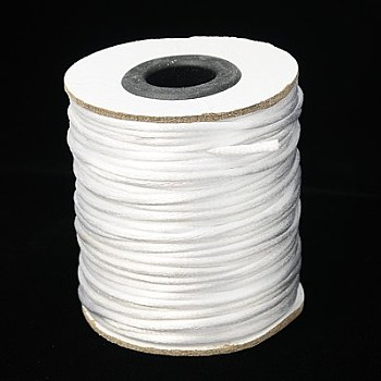 Nylon Cord, Satin Rattail Cord, for Beading Jewelry Making, Chinese Knotting, Snow, 2mm, about 50yards/roll(150 feet/roll)