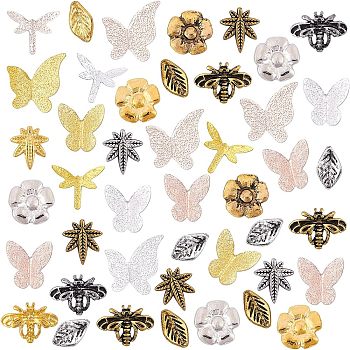 Alloy & Brass Cabochons, Nail Art Decoration Accessories, Making Jewelry Filling for DIY Jewelry, Mixed Shape, Mixed Color, 168pcs/box