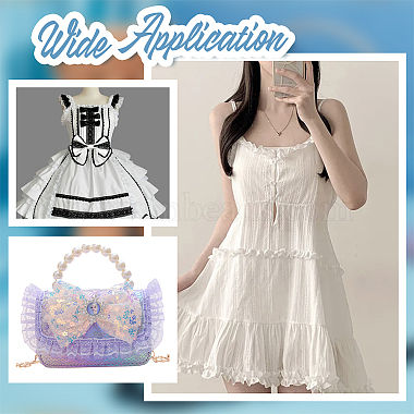 Polyester Elastic Pleated Lace Ribbon(OCOR-WH0036-70B)-5