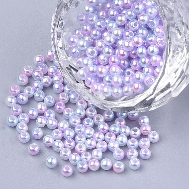 レインボーABSプラスチックイミテーションパールビーズ(OACR-Q174-8mm-01)-1