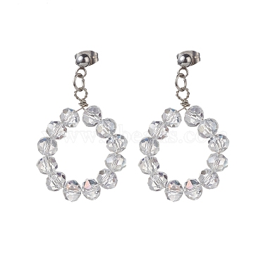 Glass Brided Beaded Dangle Stud Earrings & Multi-strand Bracelet(SJEW-JS01257)-6
