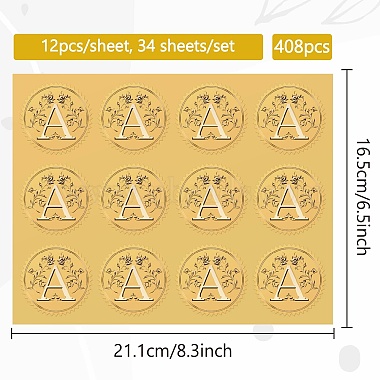 34 Sheets Self Adhesive Gold Foil Embossed Stickers(DIY-WH0509-085)-2