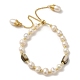 Natural Pearl & Shell Beaded Slider Bracelets(BJEW-C051-57G)-1