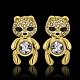 Real 18K Gold Plated Bear Tin Alloy Cubic Zirconia Stud Earrings(EJEW-BB08486-G)-2