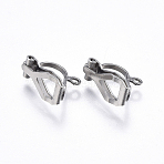 Tarnish Resistant 304 Stainless Steel Clip-on Earring Findings, Stainless Steel Color, 12.5x6x8mm, Hole: 1.2mm(STAS-E437-36P)