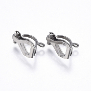 304 Stainless Steel Clip-on Earring Findings, Stainless Steel Color, 12.5x6x8mm, Hole: 1.2mm(STAS-E437-36P)