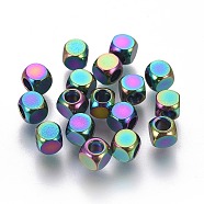 Ion Plating(IP) 304 Stainless Steel Beads, Cube, Rainbow Color, 4x4x4mm, Hole: 2.5mm(STAS-G170-36M-4mm)