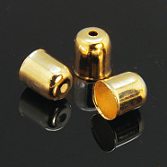 Iron Cord Ends, End Caps, Bell, Golden, 8x7mm, Hole: 1.5mm, 6mm Inner Diameter(IFIN-D002-8x7mm-G)
