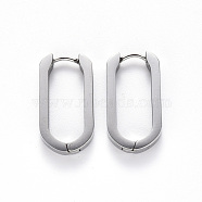 304 Stainless Steel Huggie Hoop Earrings, Oval, Stainless Steel Color, 21x12x3mm, Pin: 1mm(STAS-S103-21P)